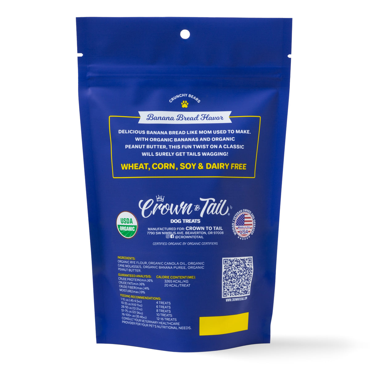 CROWN TO TAIL ORGANIC BANANA BREAD CRUNCHY DOG TREATS