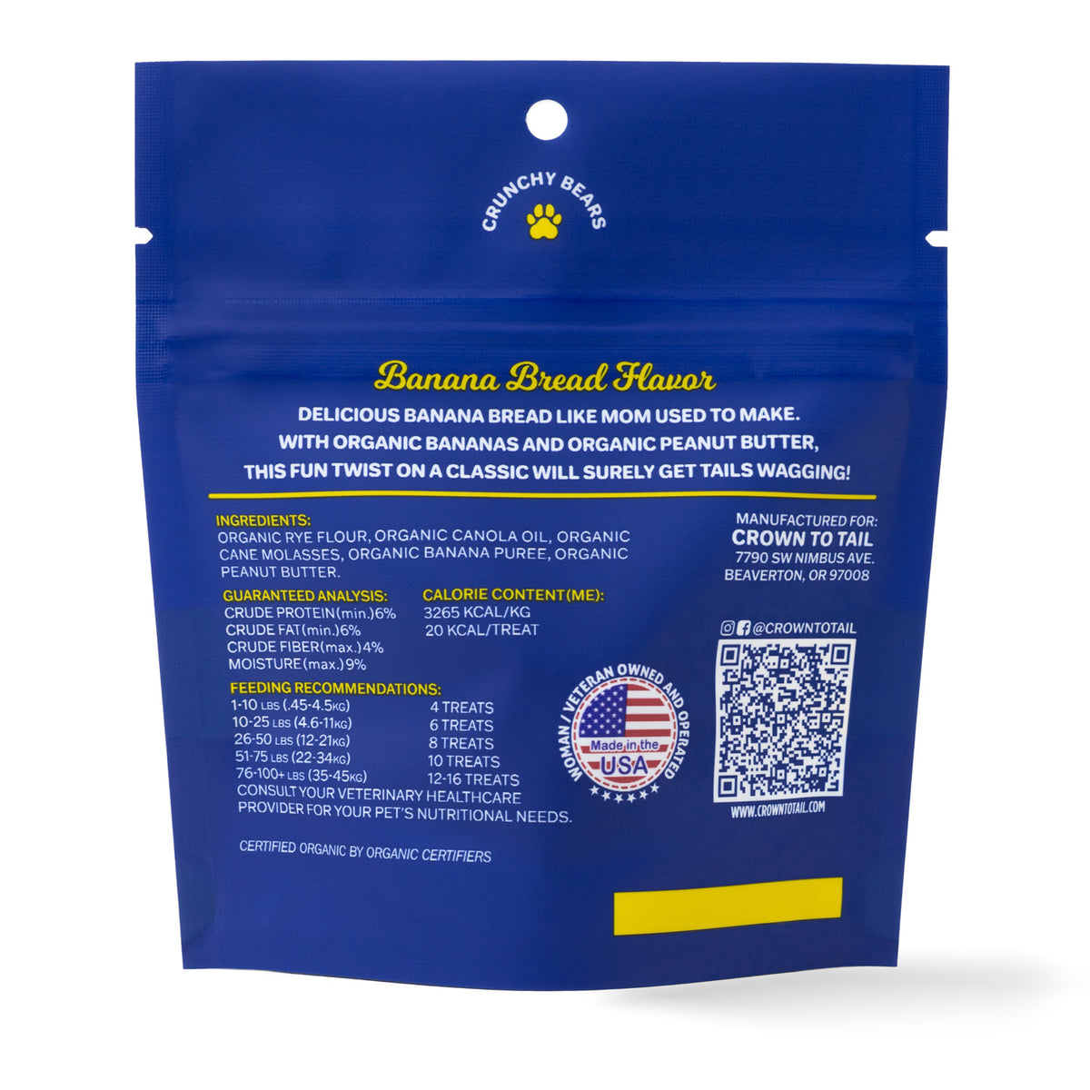 CROWN TO TAIL ORGANIC BANANA BREAD CRUNCHY DOG TREATS