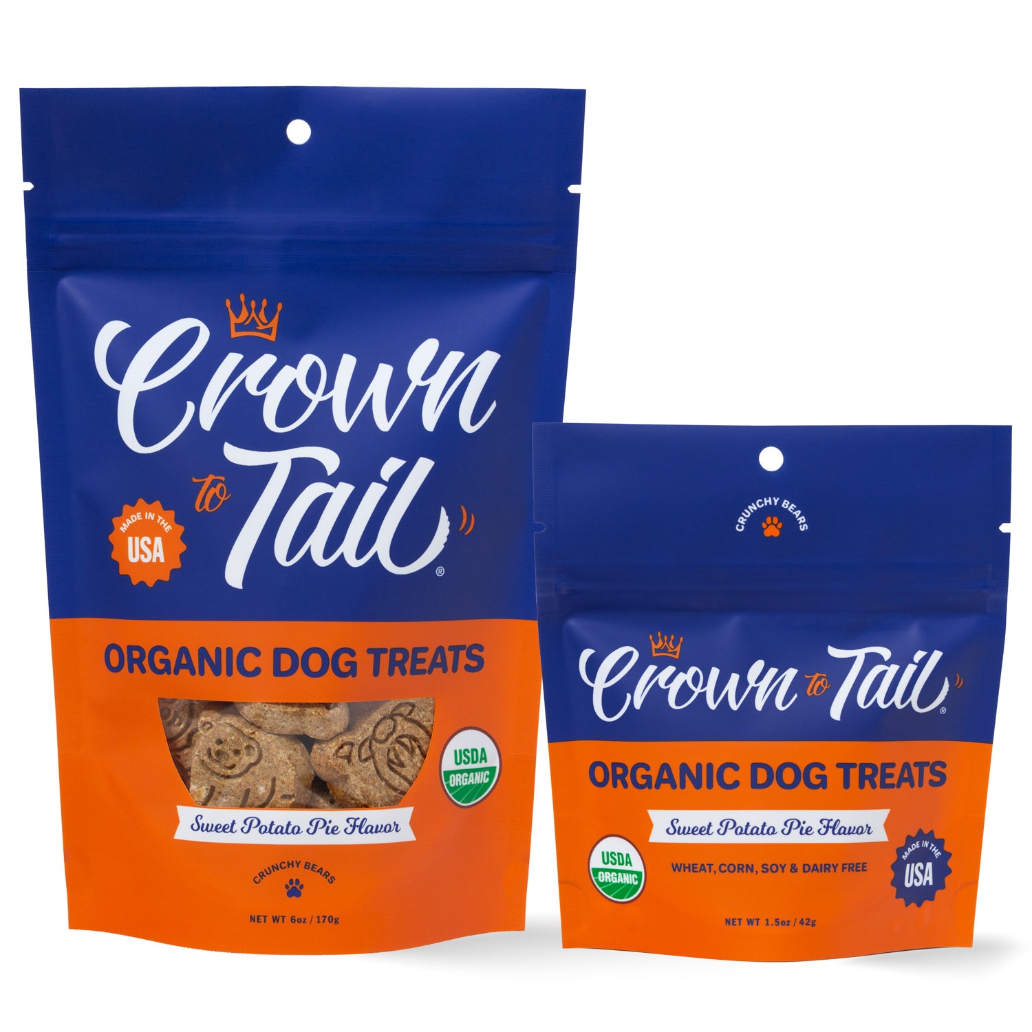 CROWN TO TAIL ORGANIC SWEET POTATO PIE CRUNCHY DOG TREATS