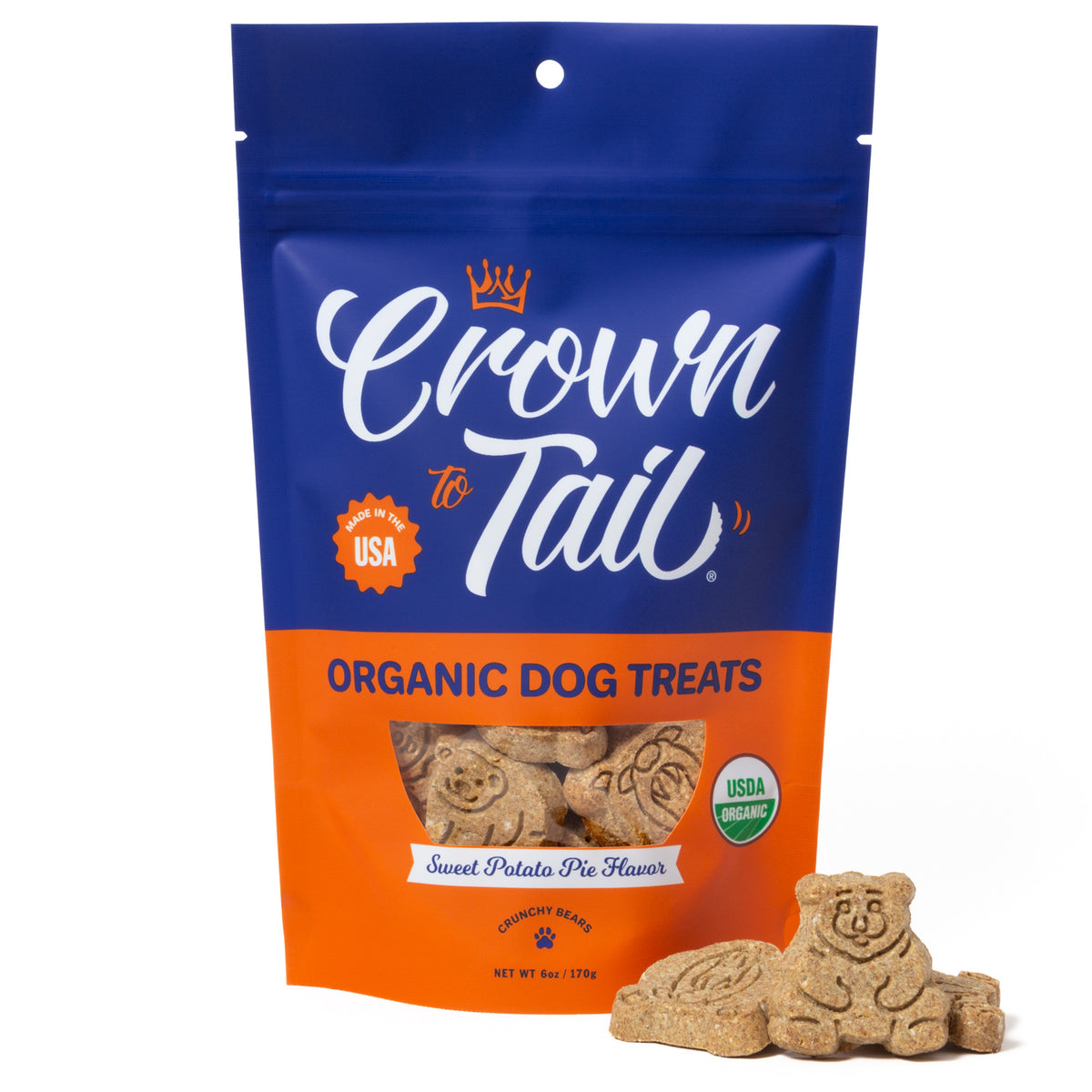 CROWN TO TAIL ORGANIC SWEET POTATO PIE CRUNCHY DOG TREATS