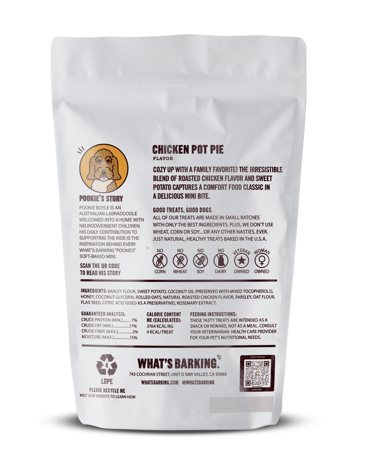 What's Barking Pookies Chicken Pot Pie Dog Treats