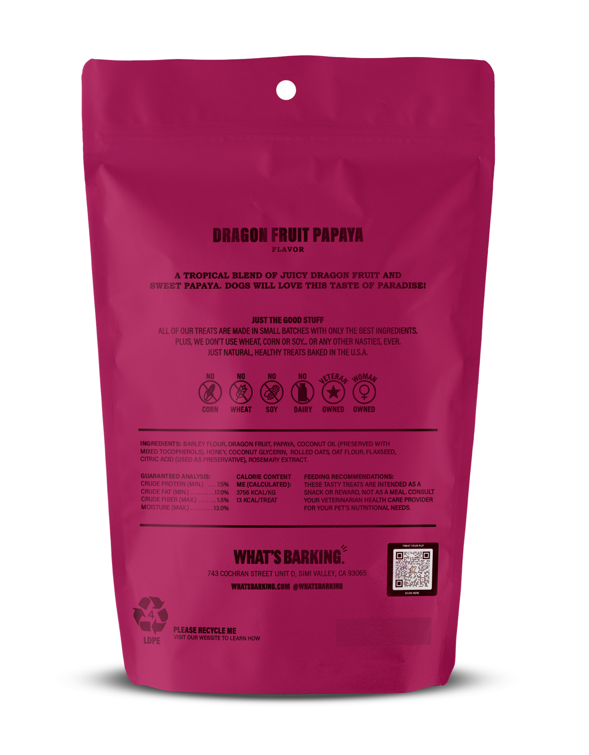 What&#39;s Barking Dragon Fruit Papaya Dog Treats